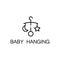 Baby hanging flat icon or logo for web design.