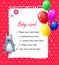 Baby Happy birthday card pink