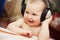 Baby with headphone