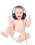 Baby with headphone