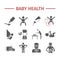 Baby health. Medicine web line icons. Vector signs.