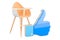 Baby high chair with like icon, 3D rendering