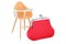 Baby high chair with purse coin, 3D rendering