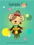 Baby hill tribe card with cute dog clothes karen. vector illustr