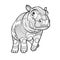 Baby hippopotamus Black white hand drawn coloring page