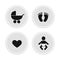 Baby icons feet footprint heart and stroller