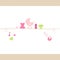 Baby Icons Girl On Straight String Dots Border Beige