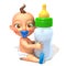 Baby Jake with baby bottle 3d illustration