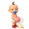 Baby Jake with piggy bank 3d illustration