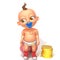 Baby Jake with piggy bank and coins 3d illustration