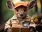 Baby kangaroo postman with mini packages