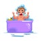 Baby kid, infant, child crying in bath, unwilling to wash