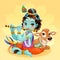 Baby Krishna with sacred cow