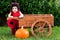 Baby in ladybug Halloween costume outdoors