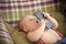 Baby learns technology. New technology, modern life