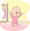 Baby learns to walk - vector cartoon