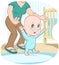 Baby learns to walk - vector cartoon