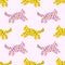 Baby leopards seamless pattern wild animal childish cartoon groovy boho illustration naive funky handdrawn style art