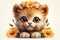 Baby Lion floral clipart kawaii cute big eye