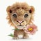 Baby Lion floral clipart kawaii cute big eye