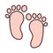 Baby little footprints, newborn invitation template line and fill icon