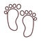 Baby little footprints, newborn invitation template line style icon