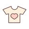 Baby little shirt with heart clothes, garments for infant kids line and fill icon