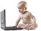 Baby looking at somthing on laptop.