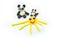 Baby made panda, baby panda  and sun from plasticine, colorful modeling clay and sculpting funny animals . Home Education game