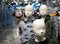 Baby mannequins with clothes. Commercial equipment in clothing stores