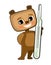Baby measure temperature. Bear. Children's medicine. Background cartoon illustration for children. Cheerful animal