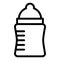 Baby milk bottle line icon. Feeding bottle with soother vector illustration isolated on white. Pacifier outline style