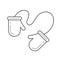 Baby mittens vector line icon.