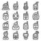 Baby monitor icons set, outline style