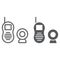 Baby monitor line and glyph icon, child and equipment, radio sign, vector graphics, a linear pattern