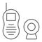 Baby monitor thin line icon, child and equipment, radio sign, vector graphics, a linear pattern on a white background.