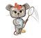 Baby Mouse catch with a net butterflies. Characters of child stand. Funny scenery. A young animal. Cute cartoon style