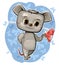 Baby Mouse is friends with a butterfly. Funny comic little animal stands and smiles. Cute cartoon style. Childrens