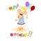 Baby mouse happy birthday greeting card