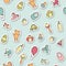 Baby. Newborn. Cute seamless pattern in doodle and cartoon style.