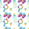 Baby newborn kid and pram perambulator seamless pattern vector.