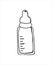 Baby nipple bottle doodle icon. Feeding bottle for newborn baby hand drawn. Vector clip art on a white isolated