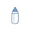 Baby nipple bottle doodle icon, vector illustration