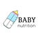 Baby nutrition logo template. Bottle. Sign, label for children and kids shops, design