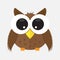 Baby owl with glass cartoon character icon . animal cute