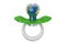 Baby pacifier with Globe Earth, eco concept. 3D rendering