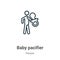 Baby pacifier outline vector icon. Thin line black baby pacifier icon, flat vector simple element illustration from editable