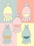 baby painted cats  vector seamless pattern. Background in pastel colors for the nursery, baby products and fabrics