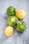 Baby pattypan in rustic bowl