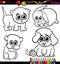 Baby pets cartoon set coloring page